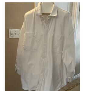 Good American Utility Denim Shacket Womens 4XL 7/8 White Jacket Pockets